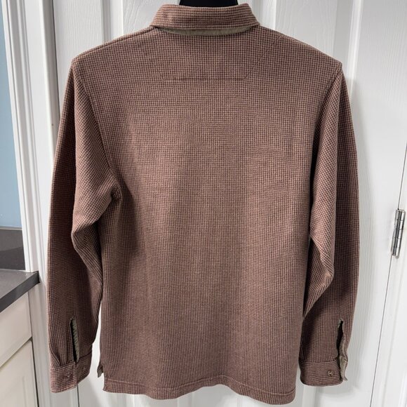Vintage L.L Bean Herringbone Long Sleeve Rugby Polo Shirt Tan Size Medium Reg - Picture 5 of 7